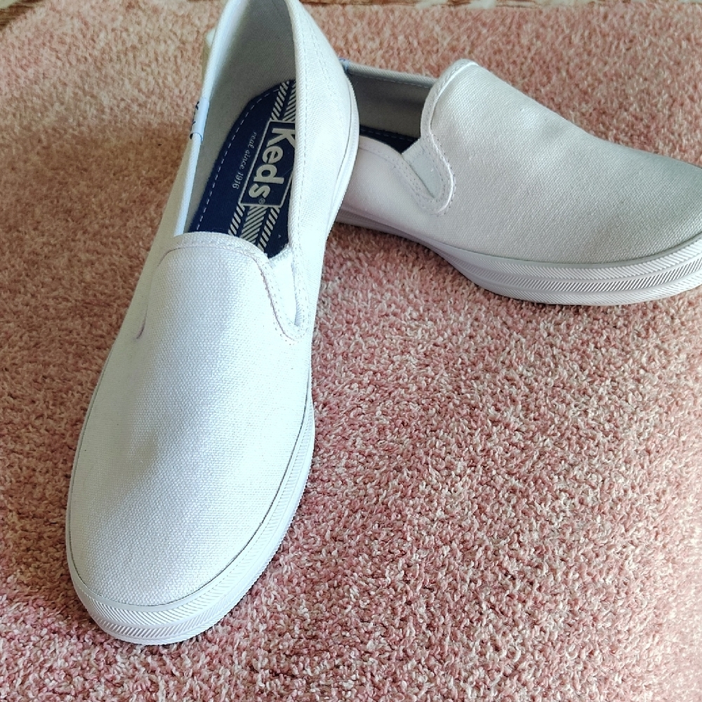 Keds Ladies Slip-On Canvas Loafers — White
